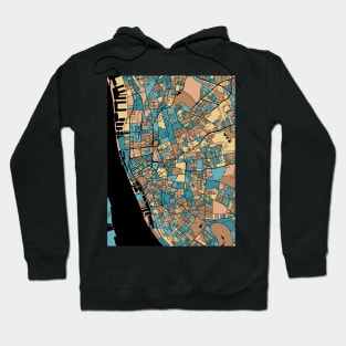 Liverpool Map Pattern in Mid Century Pastel Hoodie